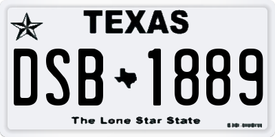 TX license plate DSB1889