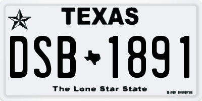 TX license plate DSB1891