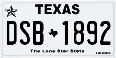 TX license plate DSB1892