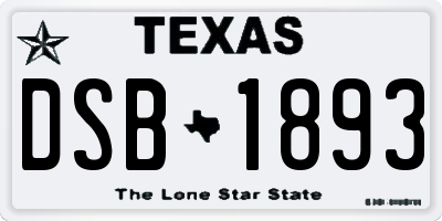 TX license plate DSB1893