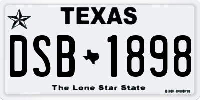 TX license plate DSB1898