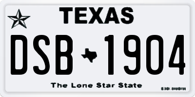 TX license plate DSB1904