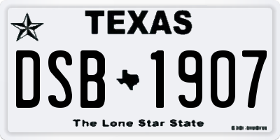 TX license plate DSB1907