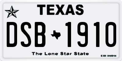 TX license plate DSB1910