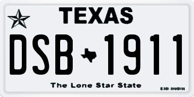 TX license plate DSB1911