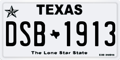 TX license plate DSB1913