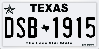 TX license plate DSB1915