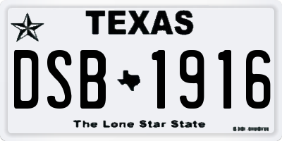 TX license plate DSB1916