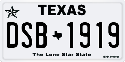 TX license plate DSB1919