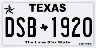 TX license plate DSB1920