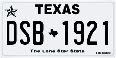 TX license plate DSB1921