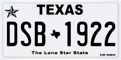 TX license plate DSB1922
