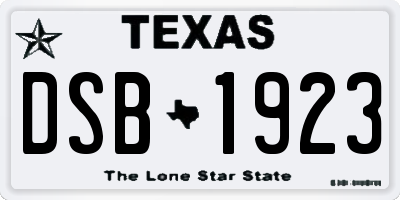 TX license plate DSB1923