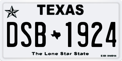 TX license plate DSB1924