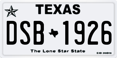 TX license plate DSB1926