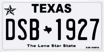 TX license plate DSB1927
