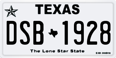 TX license plate DSB1928