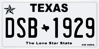 TX license plate DSB1929