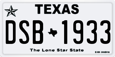 TX license plate DSB1933