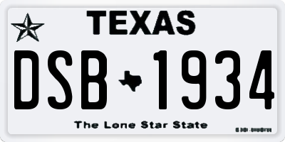TX license plate DSB1934