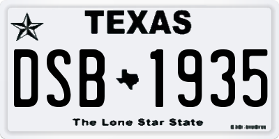TX license plate DSB1935