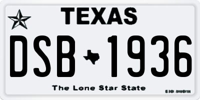 TX license plate DSB1936
