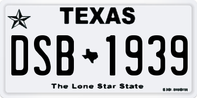 TX license plate DSB1939