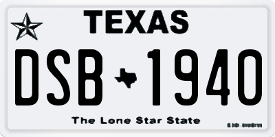 TX license plate DSB1940