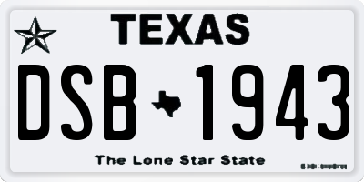 TX license plate DSB1943