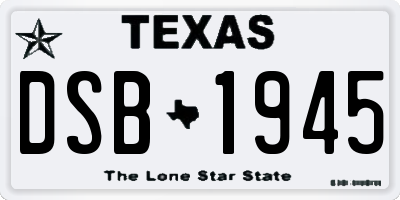 TX license plate DSB1945