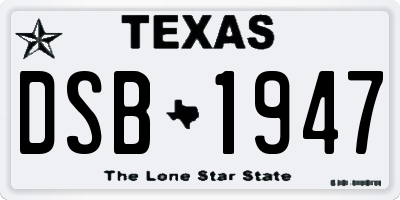 TX license plate DSB1947