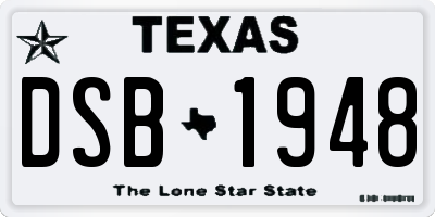 TX license plate DSB1948