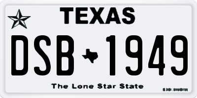 TX license plate DSB1949