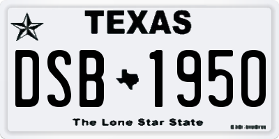 TX license plate DSB1950