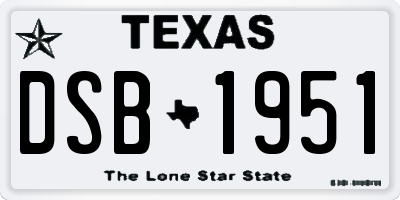 TX license plate DSB1951