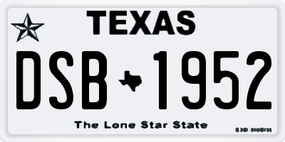 TX license plate DSB1952