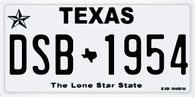 TX license plate DSB1954