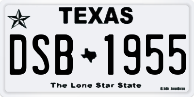 TX license plate DSB1955