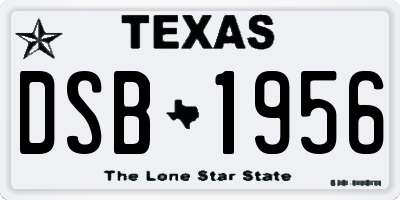 TX license plate DSB1956