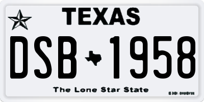 TX license plate DSB1958