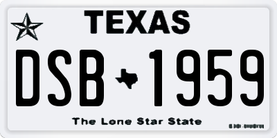 TX license plate DSB1959