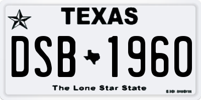 TX license plate DSB1960