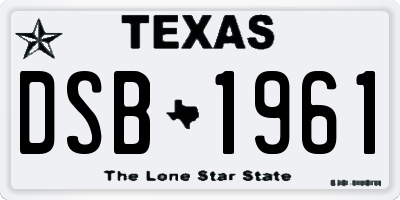 TX license plate DSB1961