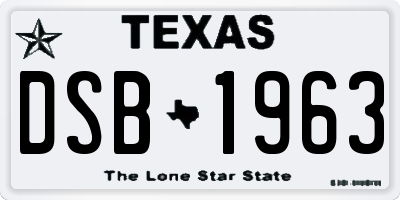 TX license plate DSB1963