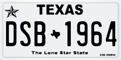 TX license plate DSB1964