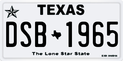 TX license plate DSB1965