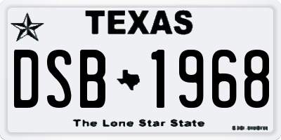 TX license plate DSB1968