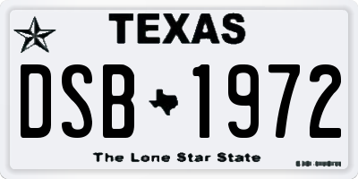 TX license plate DSB1972