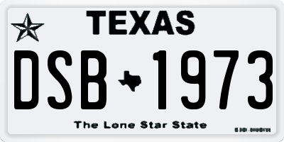 TX license plate DSB1973