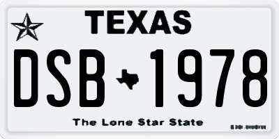 TX license plate DSB1978